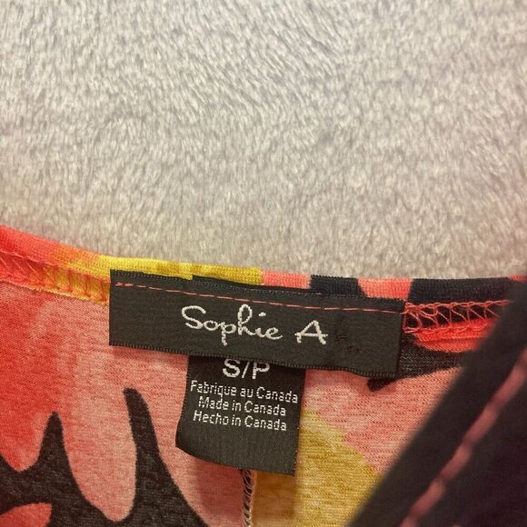 Vintage Sophie A Floral Scoop Neck Dress Size Small Canada Sunflower Gauzy‎ Knee - Picture 4 of 9